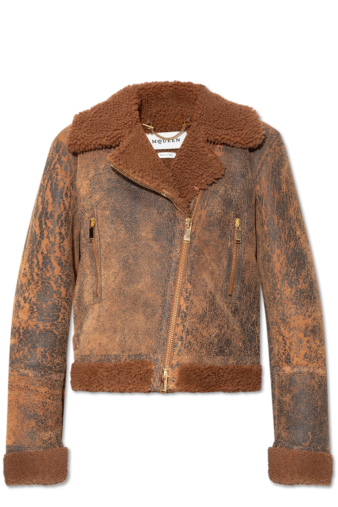 Brown Jacket with fur trim Alexander McQueen - Vitkac Italy